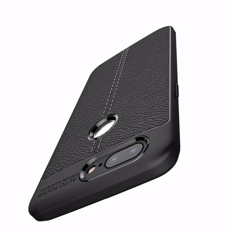 Litchi Leather Shockproof Soft TPU&Silicone Back Cover For OnePlus 5T