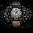 BIDEN BD0185 Wolf Dial Display Fashionable Men Wrist Watch Analog Leather Band Quartz Watch