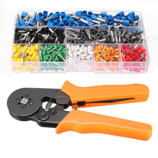 Excellway 800 PCS Connectors Terminal with Adjusting Ratchet Crimping Pliers Crimper Tool Kit