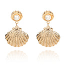 Elegant Shell Pearl Ear Drop Zinc Alloy Trendy Style Earring For Women