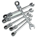 DANIU 6pcs a Set 6mm-12mm Flexible Pivoting Head Ratchet Combination Spanner Wrench Garage Metric Tool