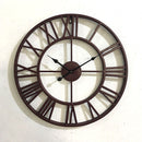Loskii Creative Wall Clock Living Room Round Hollow Out Cafe Bar Wrought Metal Vintage Wall Clock