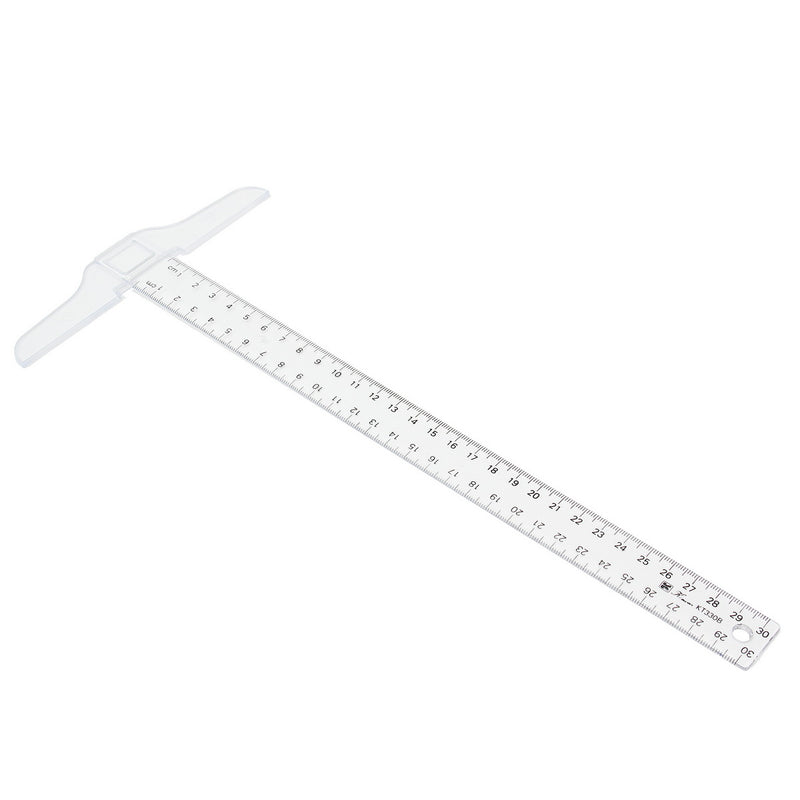 30cm Plastic Clear Head T-Square Graduated Measurement Ruler Home Garden Tool