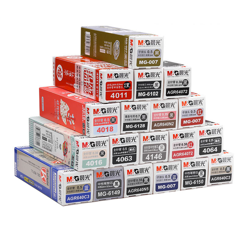 M&G MG007 20 Pcs/box Gel Pen Refill Office Signature Rods Red Blue Black Ink Refill Office School Stationery Writing Supplies