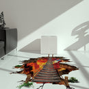 Miico Creative 3D Fire Chain Bridge Broken Wall PVC Removable Decorative Wall Floor Decor Sticker
