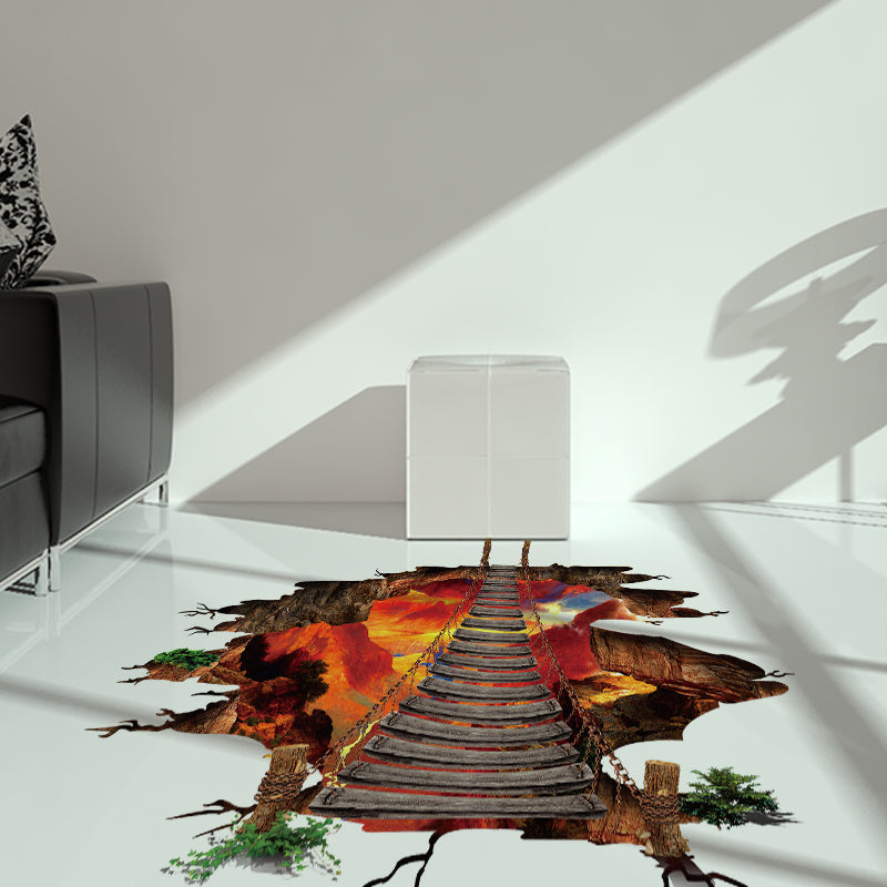 Miico Creative 3D Fire Chain Bridge Broken Wall PVC Removable Decorative Wall Floor Decor Sticker