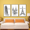 Miico ALTB-A Hand Painted Three Combination Decorative Paintings Architecture Wall Art For Home Decoration