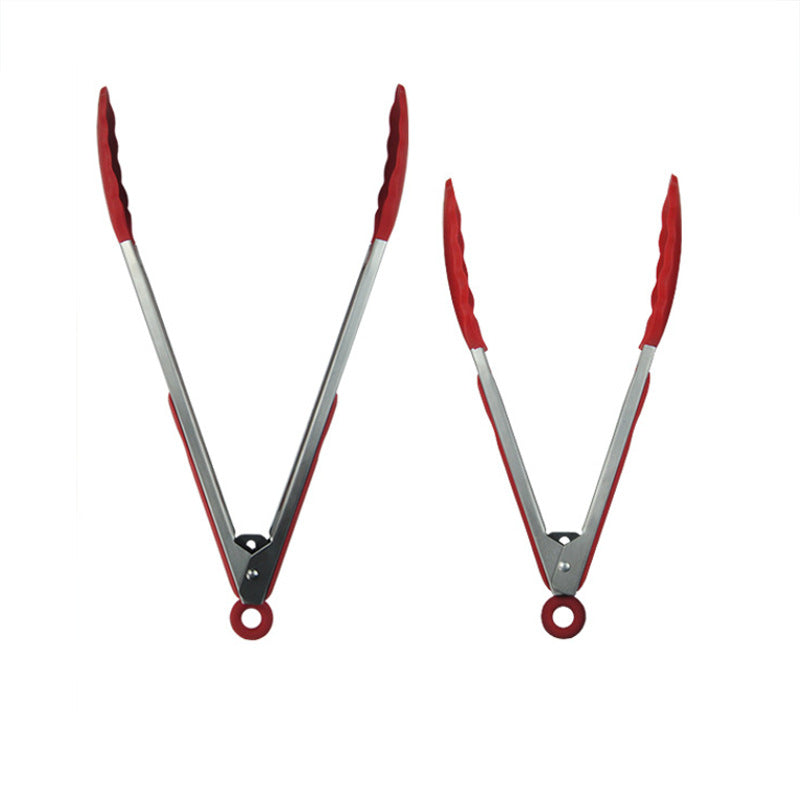 Mrosaa Silicone BBQ Grilling Tong Salad Bread Serving Tong Non-Stick Kitchen Barbecue Grilling Cooking Tong with Joint Lock BBQ Grill