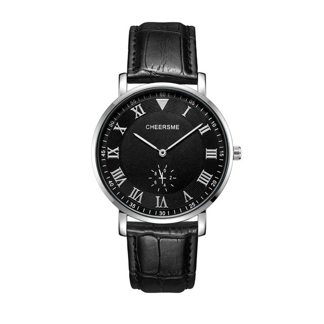 CHEERSME 256 Ultra Thin Dial Design Men Wrist Watch Leather Strap Business Style Quartz Watch