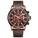 MINI FOCUS MF0175G Military Style Luminous Date Leather Strap Men Wrist Watch Quartz Watch