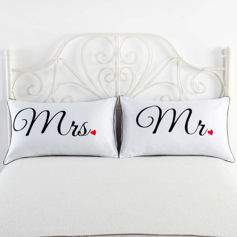 Bedding Pillowcase White Pillowcase For Couple Polyester-Cotton Pillow Case