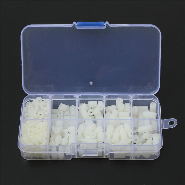 Suleve M3NH9 M3 Nylon Screw White Hex Screw Nut Nylon PCB Standoff Assortment Kit 300pcs