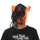 Halloween Creepy Animal Prop Latex Party Unisex Scary Pig Head Mask With Hair Cosplay