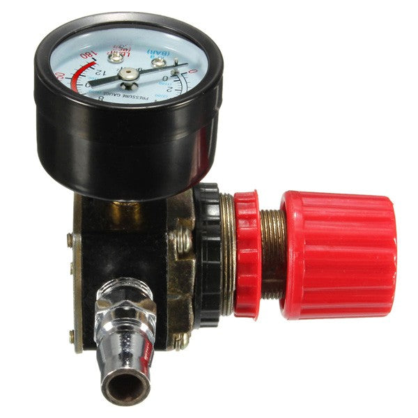 140PSI 1/4 Inch Air Pressure Regulator Relief with Gauge Hose Quick Release Compressor Fitting