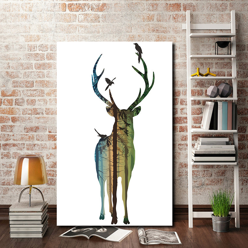 Miico Hand Painted Oil Paintings Simple Male Deer A Wall Art For Home Decoration Painting