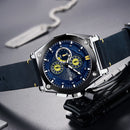 MEGIR 2098 Sports Chronograph Date Waterproof Quartz Watch Leather Strap Men Wrist Watch