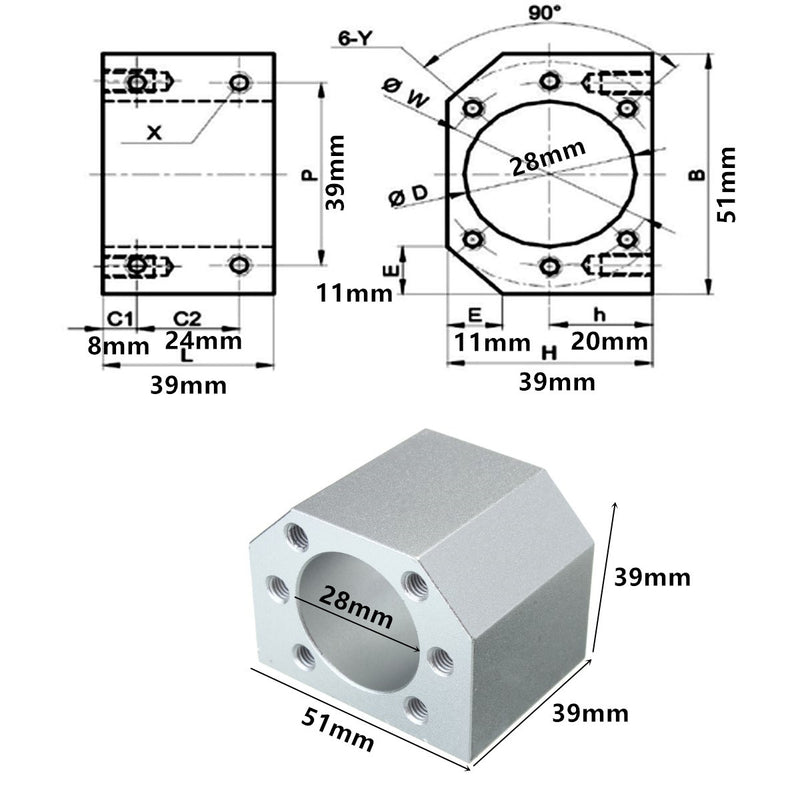 Ball Screw Nut Seat Bracket Holder Ball Nut Housing Bracket Mount For SFU1604 1605 1610
