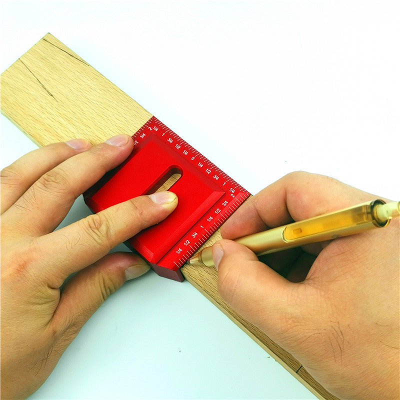 Aluminum Alloy 2-1/2 Inch 90 Degree Saddle Square L Shape Right Angle Marking Ruler Woodworking Scribe Ruler Positioning Measuring Ruler