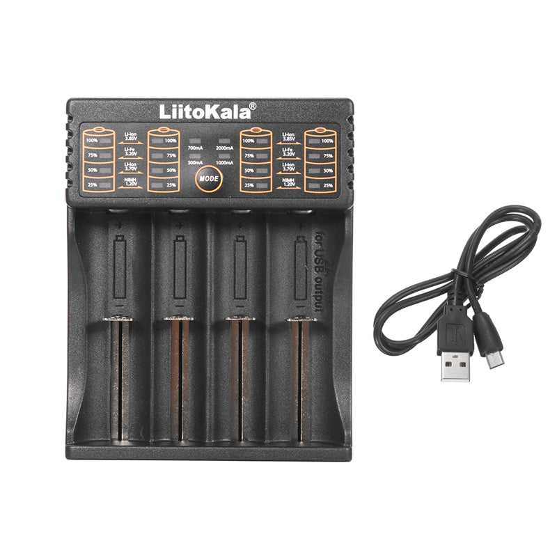 Liitokala Lii-402 Micro USB DC 5V 4Slots 18650/26650/16340/14500 Battery Charger