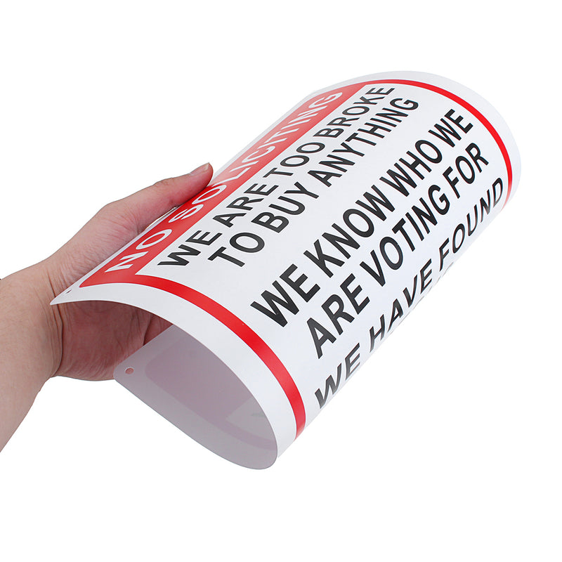25x35cm Plastic Warning Sign No Soliciting Funny Sign Go Away Front Door Novelty Gift