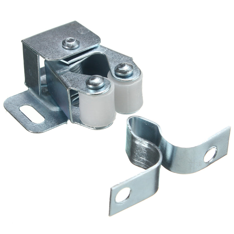 Silver Roller Catch Cupboard Cabinet Door Latch Twin Double Catches with Screws