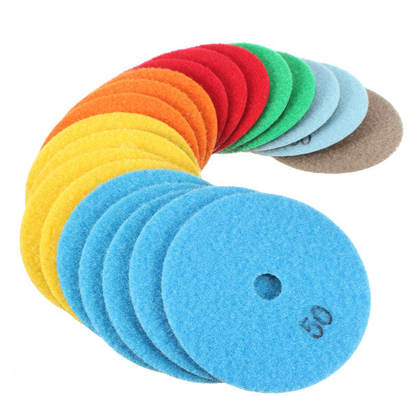20pcs 4 Inch 50-3000 Grit Diamond Polishing Pads for Granite Stone Concrete Marble