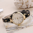 Fashion Colorful Leather Band Women Simple Dial Rose Gold Case Quartz Watch