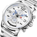 MINIFOCUS 0229G Full Steel Business Style Men Wristwatch Calendar Multifunction Quartz Watch