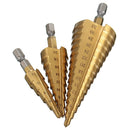 Drillpro 3pcs 4-12/20/32mm HSS Titanium Step Cone Drill Bit Hex Shank Hole Cutter
