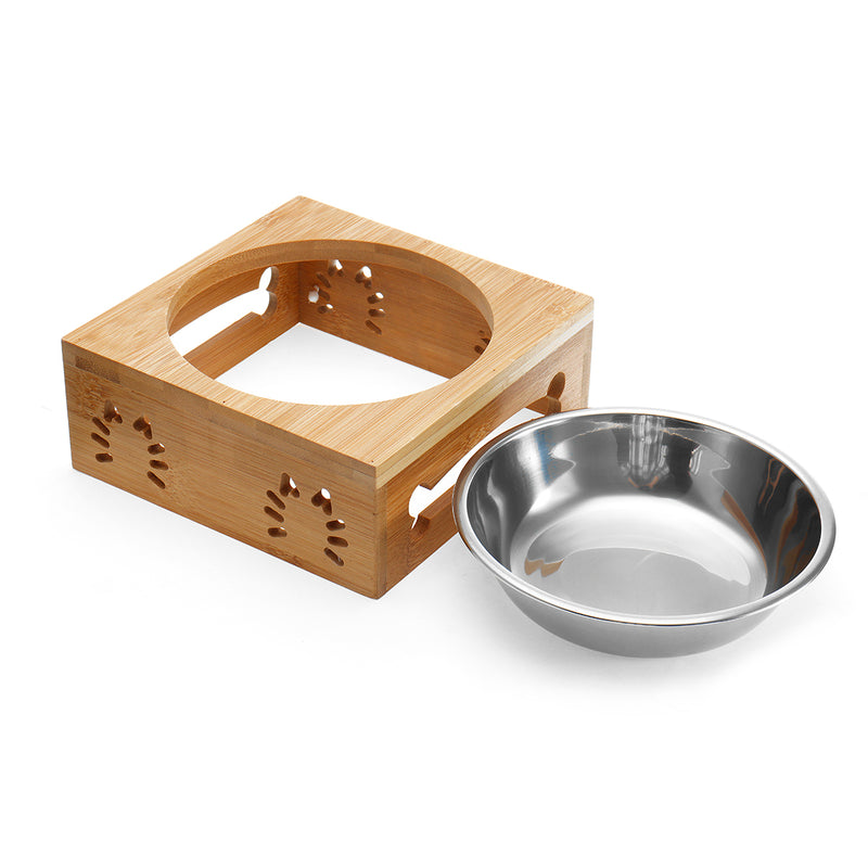 Stainless Steel Durable Double Pet Bowls Dish Dog Cat Stand Feeder Anti Slip Food Water Bowl