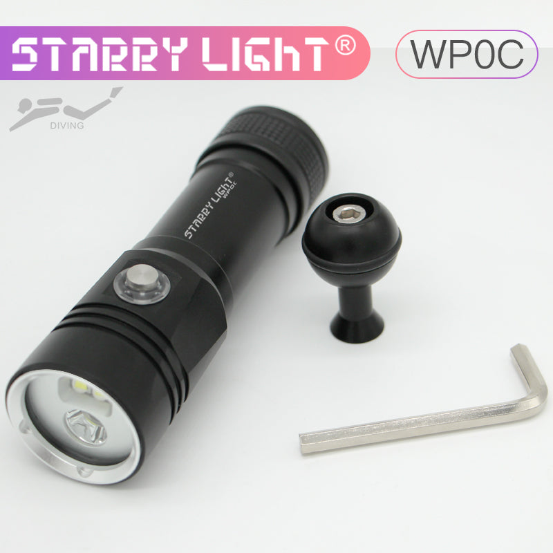 StarryLight WP0C 3 x LEDs & 2 x COBs L2 & XPEBRD-R2 900Lumens Indicator Diving Flashlight + Brack