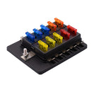 iMars CS-579B3 10 Way Blade Fuse Box Holder with LED Warning Light for Car Marine Trike 12V 24V