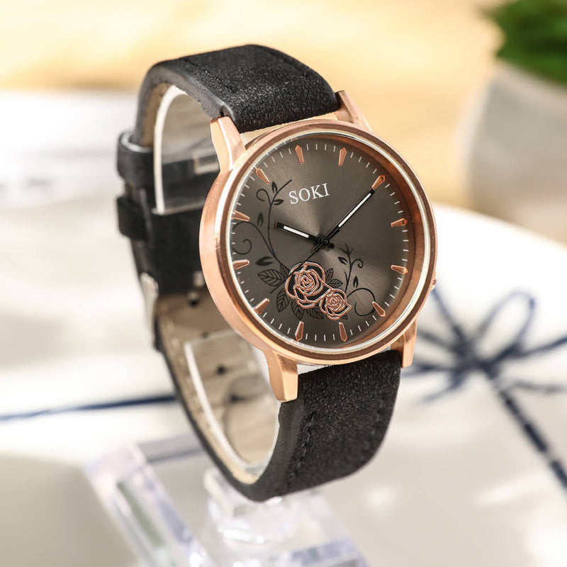 Deffrun Casual Style Women Wrist Watch Leather Watch Band Quartz Watch