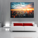 New York City Night Silk Cloth Poster Painting Modern Wall Paper Art Oil Picture Living Room Home Decor