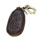 Car Remote Keychain Holder Case Bag Cowhide Leather Crocodile Claw Zipped Purse