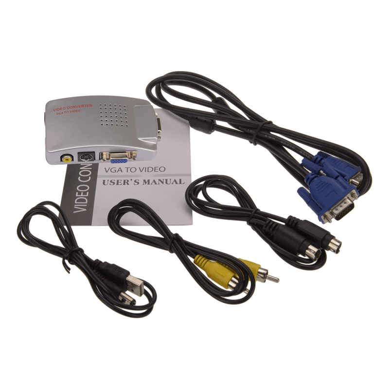 High Resolution VGA to RCA AV Video or S-Video Video Converter Video Adapter Cable PC to TV