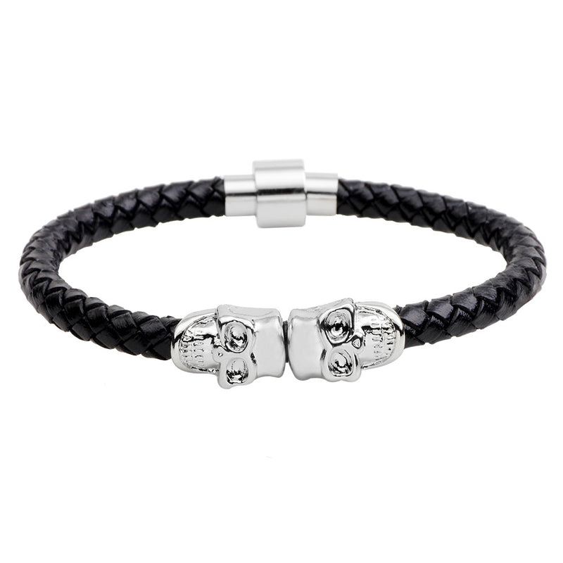 Domineering Woven Magnetic Buckle Men's Leather Bracelet