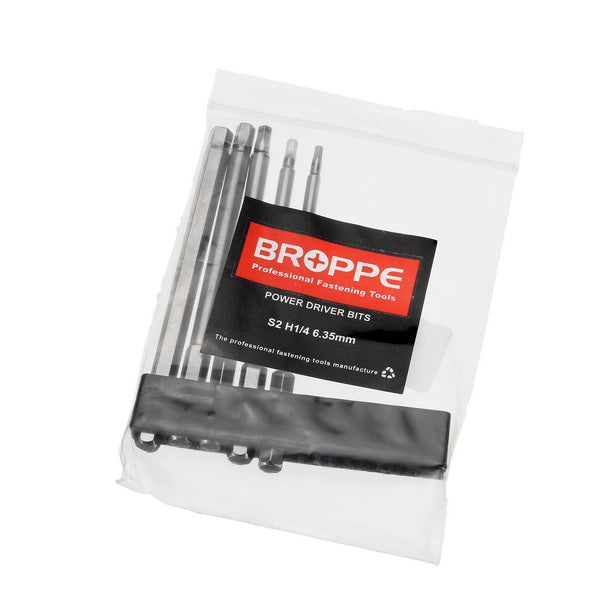 Broppe 5Pcs 100mm H2.5-H6 Hex Head Screwdriver Bit 1/4 Inch Hex Shank Magnetic Screwdriver Bits