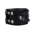 Punk Adjustable Zinc Alloy Cross Double Genuine Leather Bracelet for Men