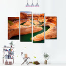 Miico Hand Painted Four Combination Decorative Paintings Canyon River Wall Art For Home Decoration