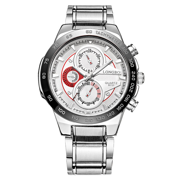 LONGBO 80131 Stainless Steel Band Decorative False Small Dial Fashion Men Quartz watch