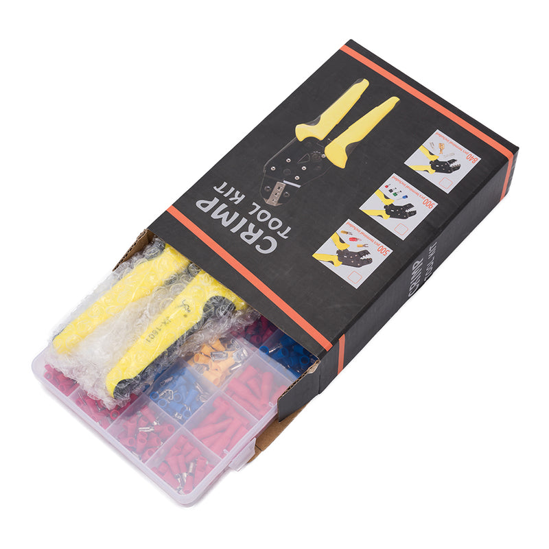 PARON JX-1601-01T AWG24-14 Crimper Plier Wire Crimper Tools Kit Ratchet Plier Hand Tools with 500Pcs Terminals
