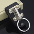 Quick Release Belt Clip Ring Holder Detachable Stainless Steel Black Leather Key Chain Keyring
