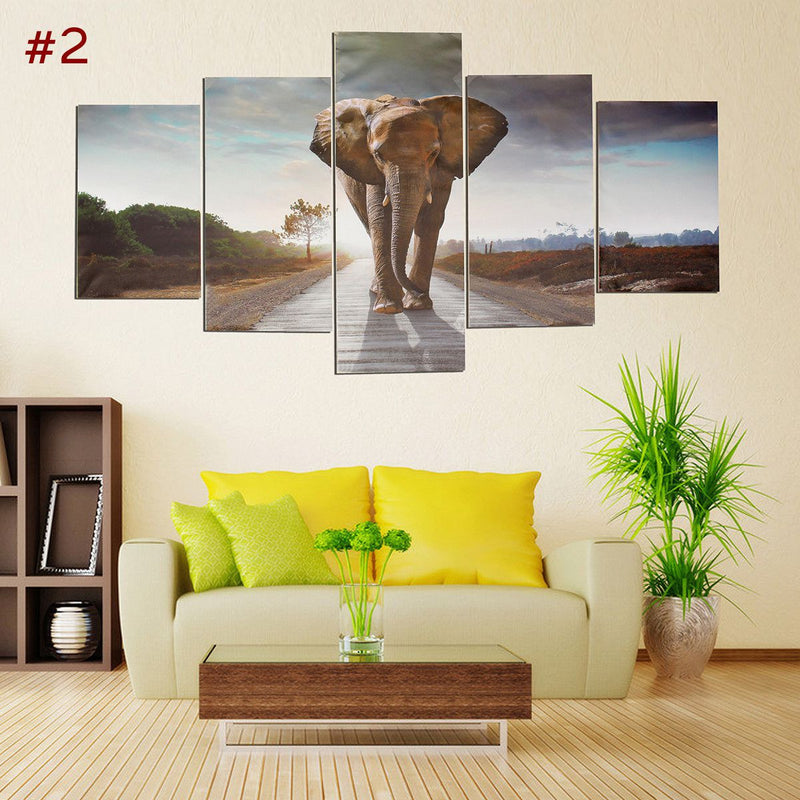 5pcs Large Abstract Elephant Print Art Picture Home Wall Decor Paintings Unframed For Room Decorations