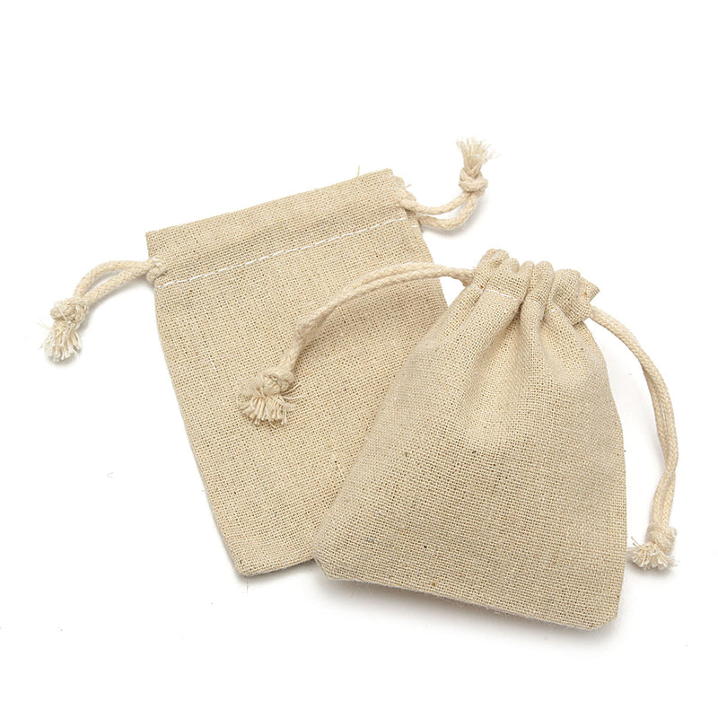 30Pcs Natural Linen Pouch Burlap Jute Sack Jewelry Pouch Drawstring Gift Bags 8x10cm