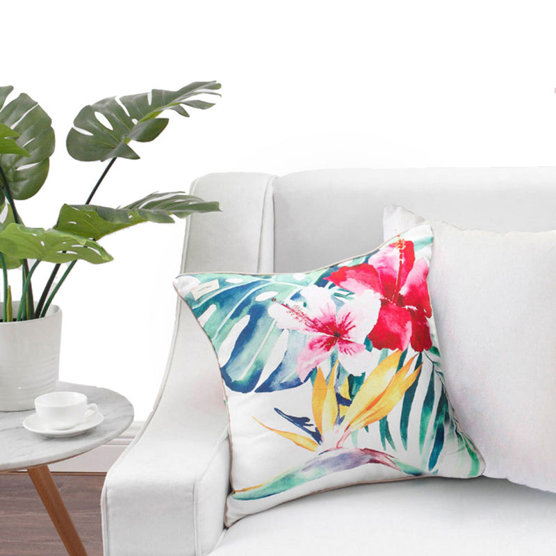 COMO LIVING Tropical Rainforest Hand-painted Pillow Cotton Cushion Flowers Floral Pillow For Sofa Chair