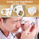 30x 60x 2 LED Lights Double Lens Magnification Handheld Reading Magnifier