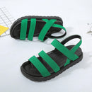 Women Black Thick Flat With Sandals Students Rome Fashion Pregnant PU Rubber Shoes