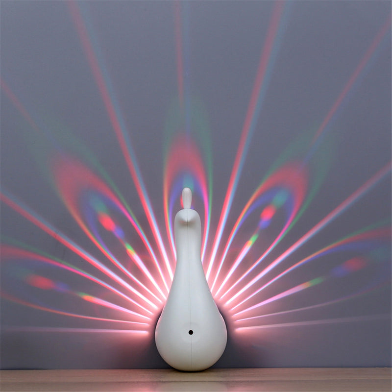 Peacock Shape Projection Lamp Remote Control LED Night Wall Light Night Light