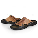 P392 Outdoor Summer Men Lace Beach Breathable Crocodile Texture Leather Shoes Sandals Slippers